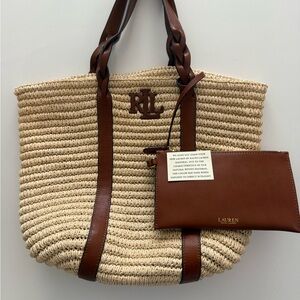 Polo by Ralph Lauren Cream and Brown Tote